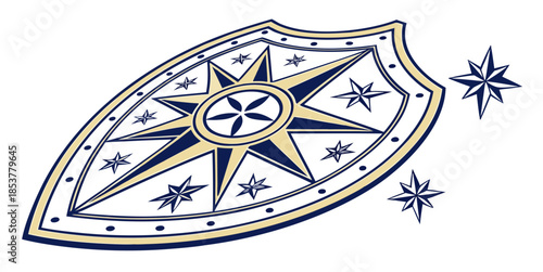 Intricate shield with celestial design