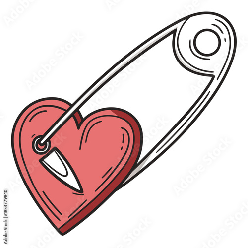 Safety pin with heart