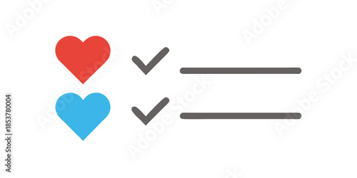Colorful hearts with checkmarks