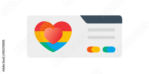 Colorful heart in a digital frame