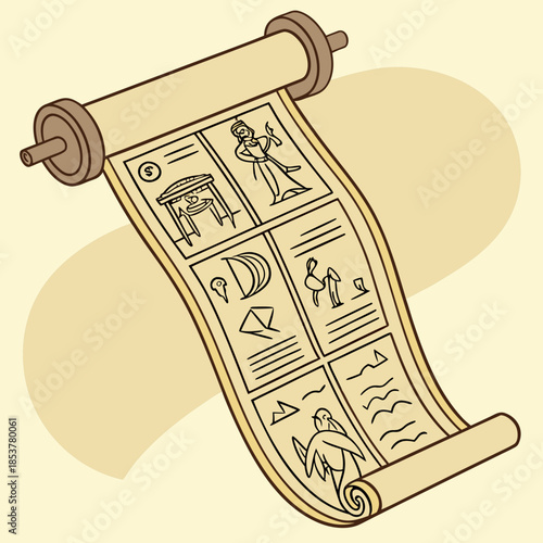 Ancient egyptian scroll with hieroglyphics
