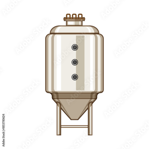 Stainless steel conical fermenter illustrating industrial equipment used in brewing, winemaking, and food processing for efficient production and storage