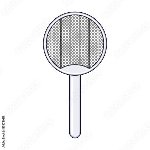 Electric fly swatter device featuring a round grid and handle, providing an effective method for killing flying insects and ensuring efficient pest control in homes