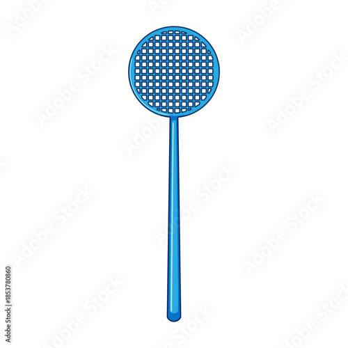 Blue fly swatter featuring a perforated paddle and long handle, representing effective pest control and insect elimination in households and outdoor environments