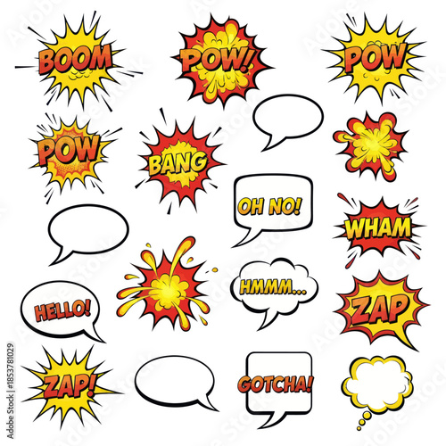Comic Book Speech Bubbles and Explosion Effects Collection.