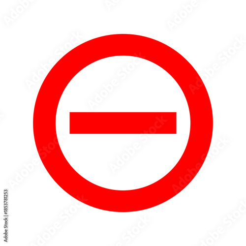 Forbidden Symbol A bold red circle with a horizontal bar, clearly communicating restriction or prohibition.