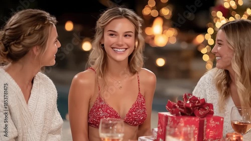 Wallpaper Mural Warm Christmas Night Friends Poolside Party Torontodigital.ca