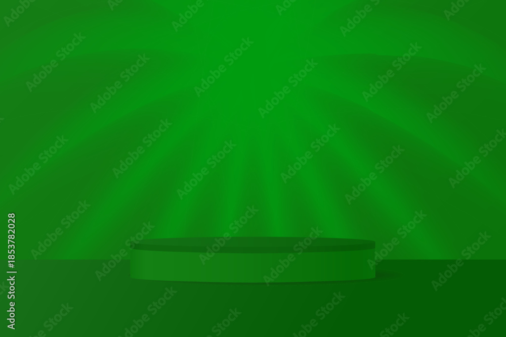 Obraz premium Green podium, abstract background with glowing swirl 