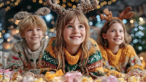 Wallpaper Mural Children's Pure Wonder and Joy on Christmas Day Torontodigital.ca