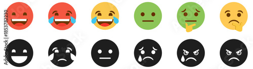 Emoticon Expressions A vibrant collection of emotive faces, each radiating a unique feeling from joy to sorrow, creating a visual lexicon of human emotion.