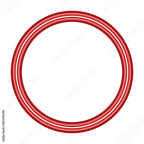 Red glowing circle frame showing multiple concentric lines with a solid outer ring and lighter inner rings, creating a layered graphic element on a white background