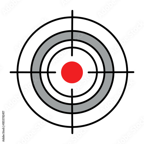 Target on the Horizon A vivid close-up captures a target with concentric circles, the bullseye a striking red against the backdrop of grey, signifying accuracy and precision.