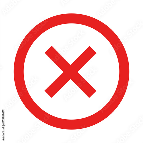 Symbol of Negation A bold red X inside a warning circle, symbolizing prohibition and error in a clear and concise design.