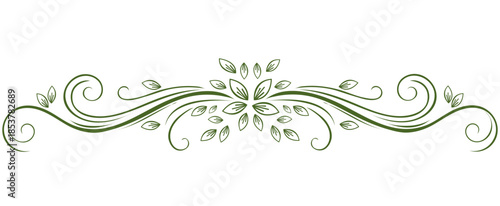 Elegant Green Floral Ornament A graceful green floral ornament, adorned with delicate leaves and swirling vines, lends an air of sophistication and natural beauty. 
