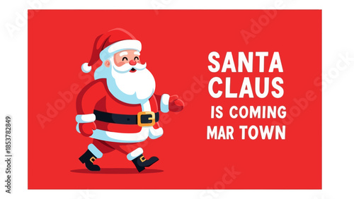 Santa Claus Coming to Town Festive Christmas Illustration