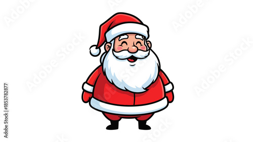 Cute Cartoon Illustration of Santa Claus Wearing His Iconic Red Suit and Hat, Ready for Christmas Celebrations