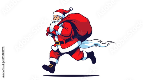 Santa Claus Running A Festive Illustration for Christmas and Holiday Cheer