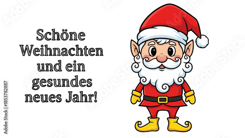 Holiday Greetings Santa Claus with Festive Wishes for a Merry Christmas and Happy New Year!