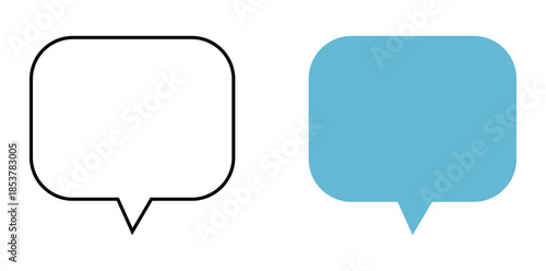 Speech Bubbles Illustration A pair of speech bubbles, one outlined and the other filled, float against a simple background. They represent communication and the exchange of ideas.