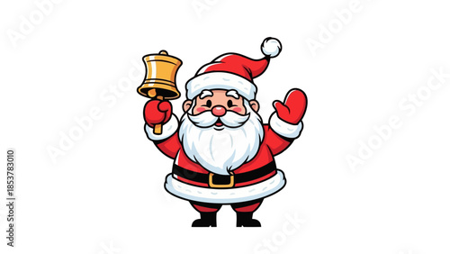 Festive Santa Claus Ringing a Bell Illustration for Holiday Cheer