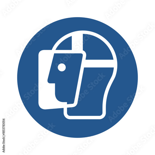 ISO 7010 M013 Wear a Face Shield Safety Sign. Mandatory Face Shield Protection Icon. Health and Safety Sign Face Shield Mandatory. 