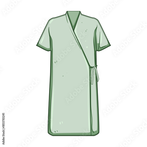 Green hospital gown illustration providing a visual representation of medical clothing for patients, symbolizing healthcare, illness, and hospitalization concepts