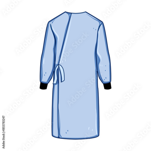 Blue surgical gown with long sleeves and back ties, illustrating medical clothing for hospital environments, patient care, and healthcare professionals