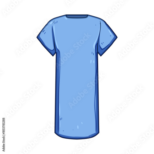 Blue hospital gown icon representing healthcare, patient care, medical treatment, recovery and clinical settings, simple sterile garment for examination, surgery or inpatient use