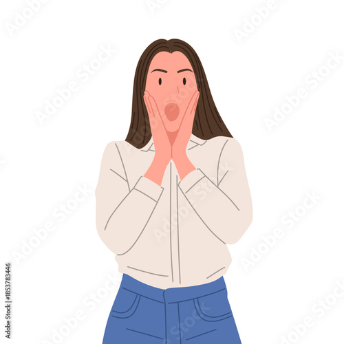 People showing surprise and shock reactions, with expressive gestures, flat vector illustration of human emotions and facial expressions good for poster, asset, graphics,editing , education bussiness