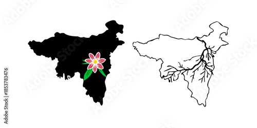 Map of india with floral emblem