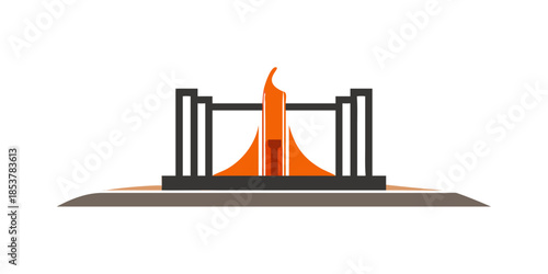 Vibrant flame within architectural frame