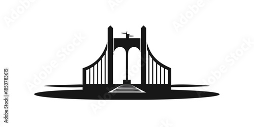Silhouette of a suspension bridge
