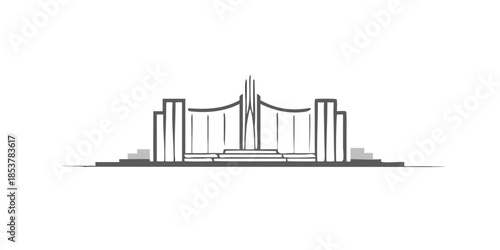 Modern city skyline with central tower