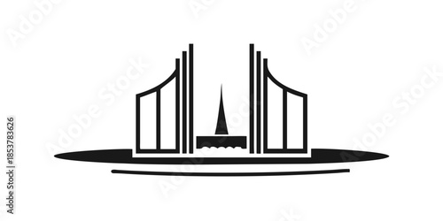 Modern bridge with central monument