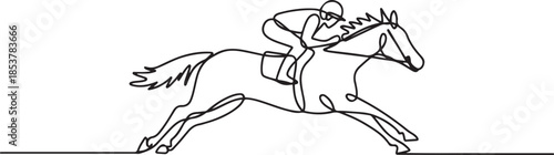 one continuous line drawing of horse jockey.one line drawing of horse racing sport. single line vector illustration. one line Icon drawing