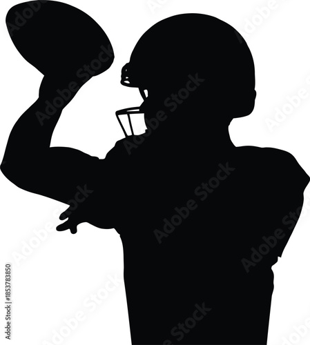 a dynamic depiction of an american football player preparing to throw the ball showcasing athletic prowess and focused determination silhouette high quality professional detailed modern elegant