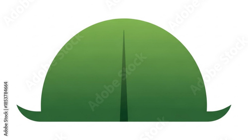 Green mushroom cap illustration, gradient colored, white background, simple design element, botanical graphic, eco friendly symbol, vegetation icon, fungi art, nature