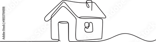 continuous line simple house.one line drawing of housing, real estate, property. single line vector illustration. one line Icon drawing