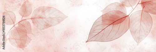 Delicate Watercolor Leaves with Abstract Floral Arrangement in Elegant Pastel Hues for Modern Design