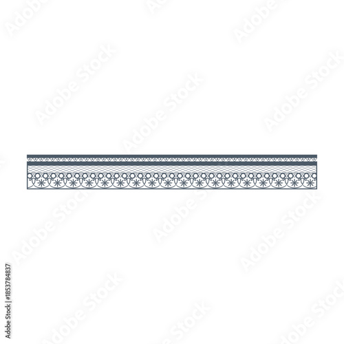 Decorative ornamental delicate lace trim border creating a horizontal linear pattern, perfect for adding an elegant touch to design elements and various creative projects