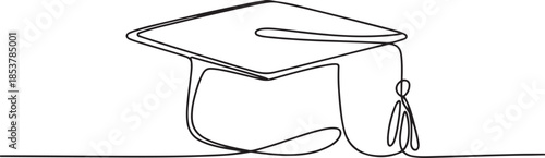 continuous line graduation cap.one line drawing of graduation cap. university graduation sign. one line Icon drawing