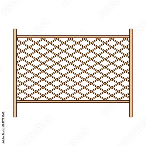 Lattice fence panel featuring a diamond pattern between vertical posts and horizontal rails, offering a decorative barrier or support for climbing plants in gardens and outdoor spaces
