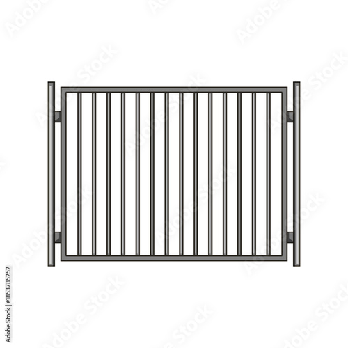 Metal barrier, formed by vertical bars and horizontal frames, creating a robust and functional enclosure, ideal for construction sites, event management, or crowd control applications