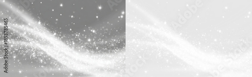 Vászonkép Realistic snowing effect with flying snowflake, dynamic snowfall in strong wind