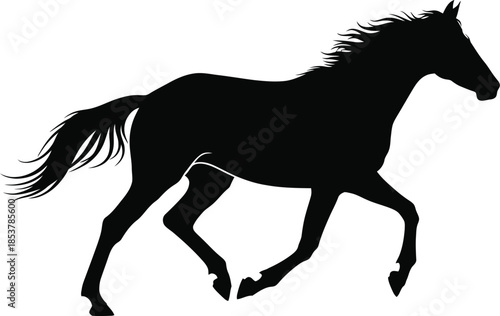 Silhouette of a running horse showcasing its muscular form and flowing mane