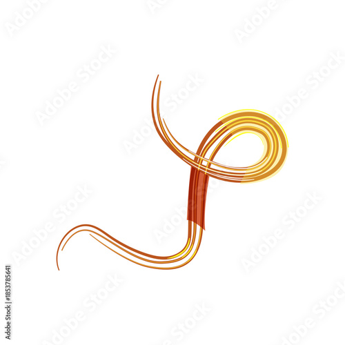 Dynamic flowing light streaks on a clean white background, evoking speed, energy and digital movement with smooth orange yellow waves and modern technological flair