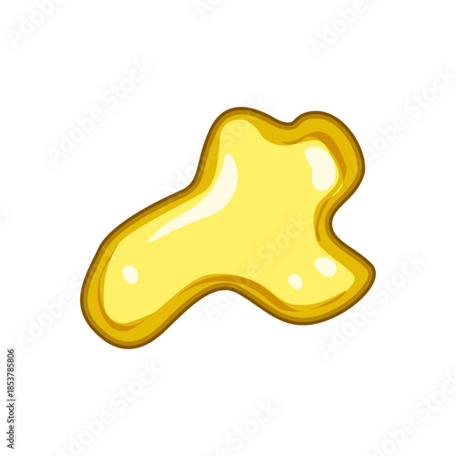Yellow viscous liquid blob with a shiny texture, depicting a drip, spill, or splash on a clean white background, creating an illustrative graphic element
