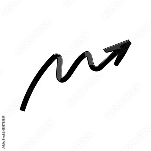 Wavy upward arrow graphic representing financial market volatility and overall business growth, illustrating progress despite challenges and economic fluctuations