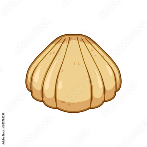 Madeleine cookie shape made from a clean, stylized scallop shell illustration, representing baking, desserts, and the distinct form of a french pastry on a white background