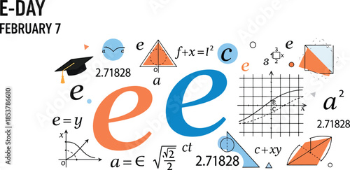 Celebrating E-Day with mathematical symbols and equations on February 7